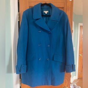 Coldwater Creek Blue Wool Blend Pea Coat Jacket XL 18